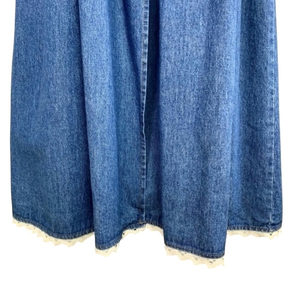 Mirage Vintage 90s Denim Midi Dress Embellished Art To Wear Cottagecore - Picture 7 of 11